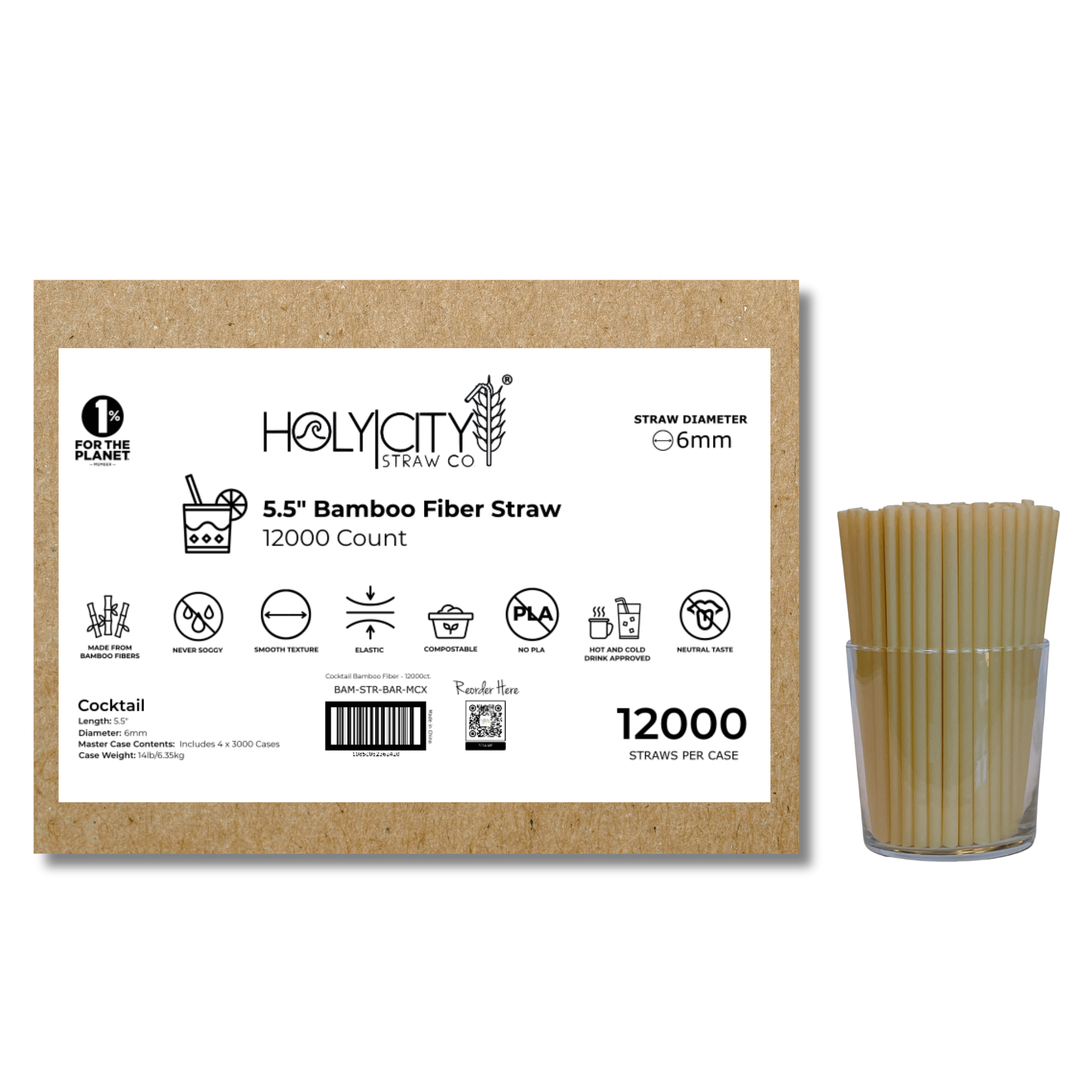 5.5" Bamboo Fiber Straw | 6mm